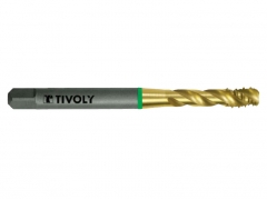 Метчик М8х1.25 шахматный спиральный HSS-PM TIN Tivoly для вязких материалов